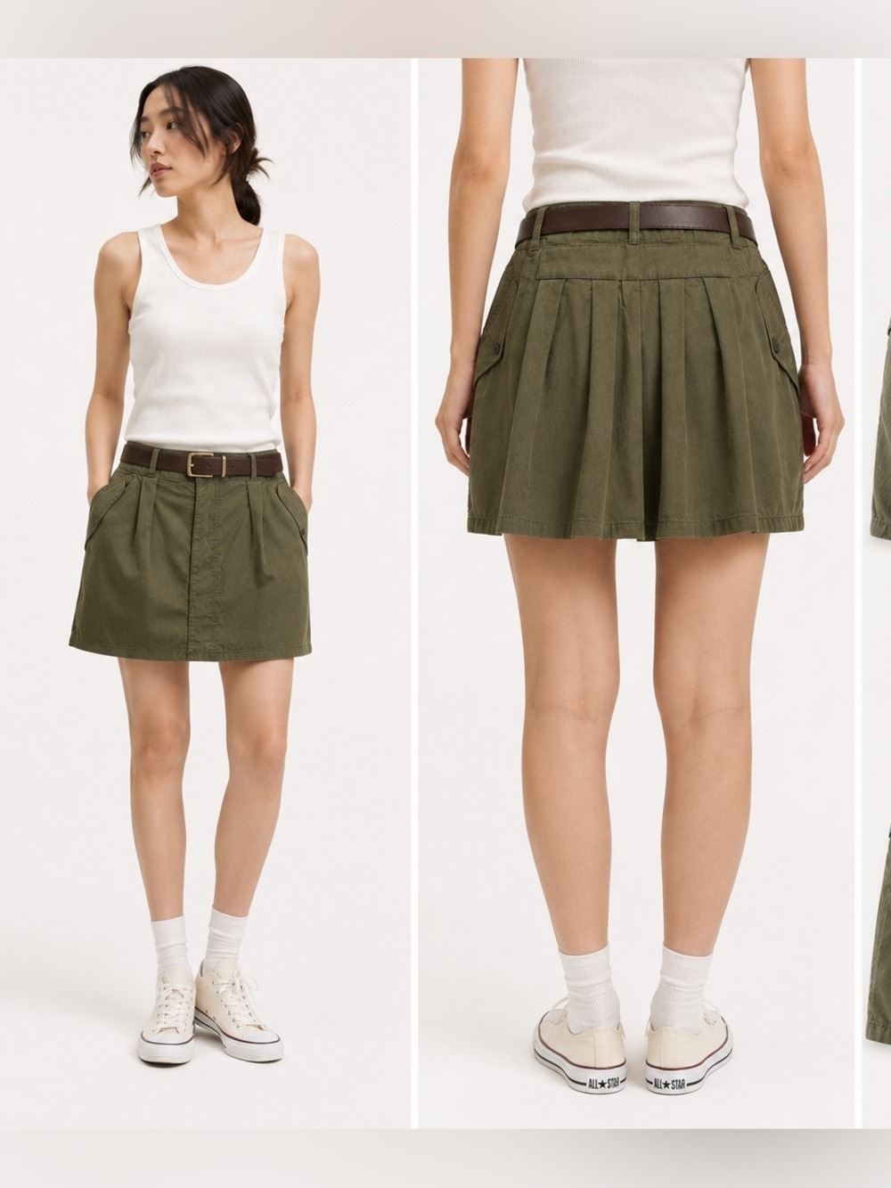 Johnbull Olive Green Military Style Mini Skirt
Size Small